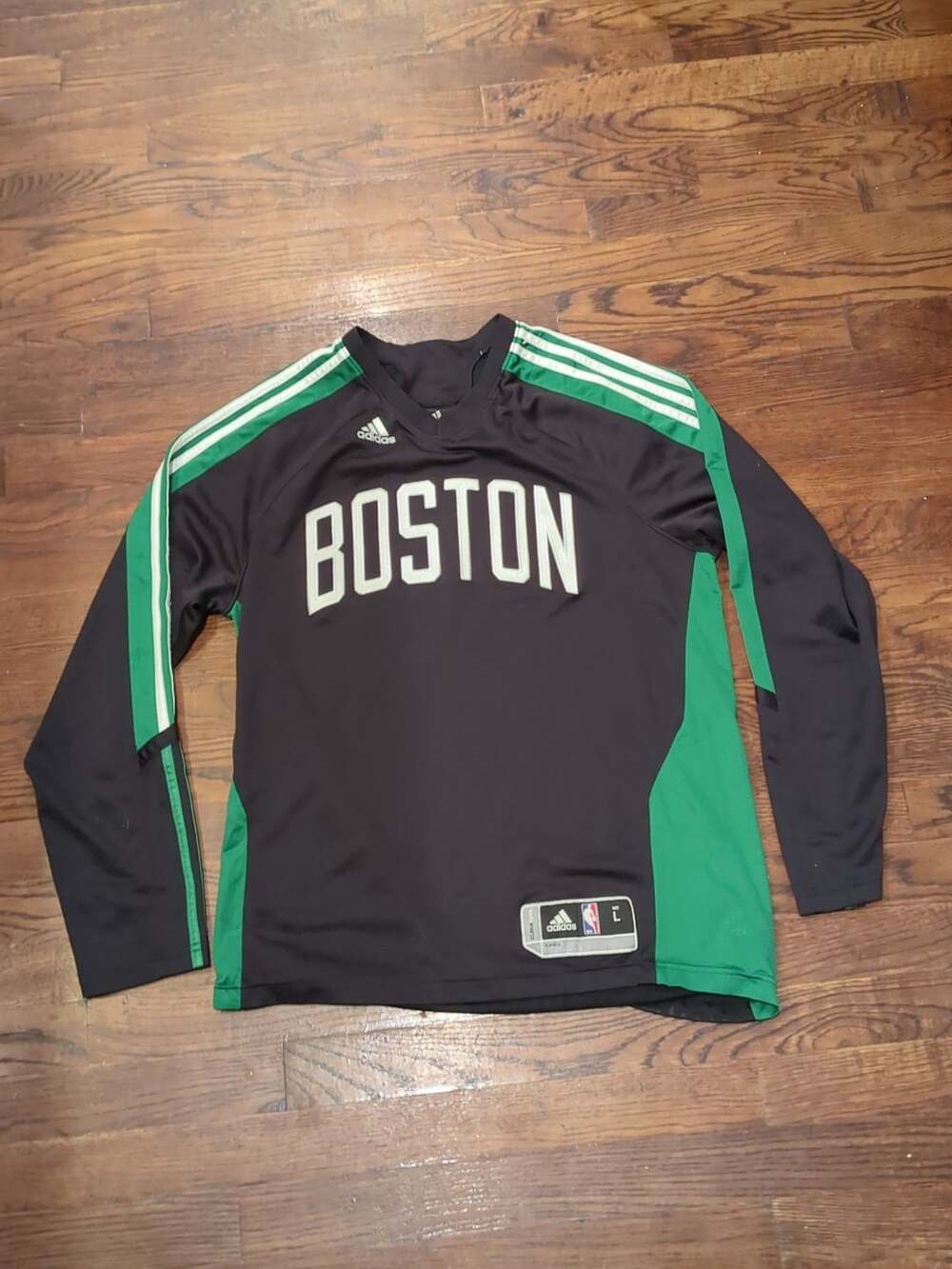 Adidas Boston Celtics Long Sleeve Shooting Jersey Size L Black Green